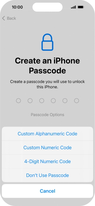 Follow the instructions on the screen to turn on use of phone lock code or press Don't Use Passcode. Follow the instructions on the screen to turn on use of phone lock code or press Don't Use Passcode.