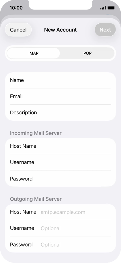 Press Host Name and key in the name of your email provider's outgoing server. Please note that if you can't send email messages when using your email provider's outgoing server, key in smtp.vodafone.net.au (Vodafone's outgoing server). Press Host Name and key in the name of your email provider's outgoing server. Please note that if you can't send email messages when using your email provider's outgoing server, key in smtp.vodafone.net.au (Vodafone's outgoing server).