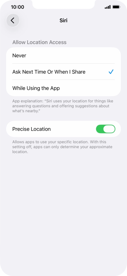 Press the required setting to turn the function on or off. Press the required setting to turn the function on or off.