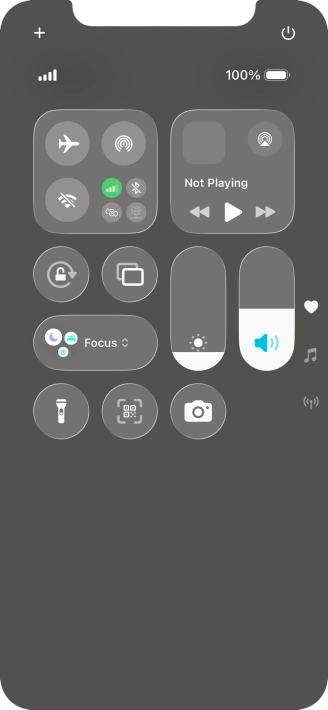 Press the flight mode icon to turn the function on or off. Press the flight mode icon to turn the function on or off.