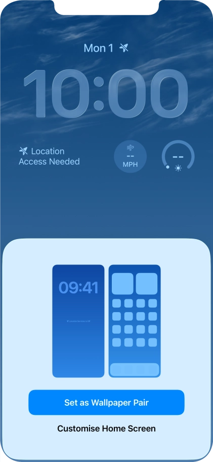 To use the same colour theme on the home screen, press Set as Wallpaper Pair. To use the same colour theme on the home screen, press Set as Wallpaper Pair.