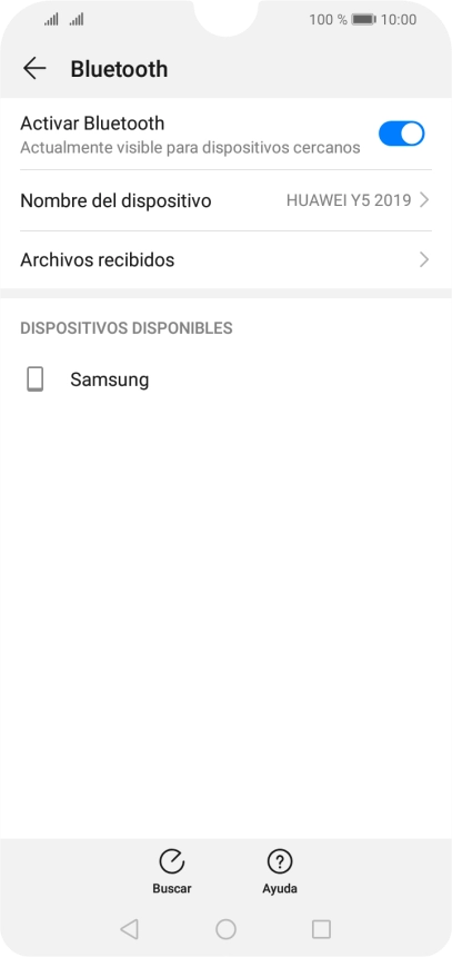 Pulsa el dispositivo Bluetooth deseado y sigue las indicaciones de la pantalla para vincular el dispositivo al teléfono. Pulsa el dispositivo Bluetooth deseado y sigue las indicaciones de la pantalla para vincular el dispositivo al teléfono.
