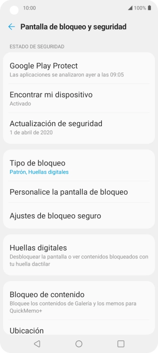 Pulsa Tipo de bloqueo e introduce el código de seguridad extra que has creado anteriormente. Pulsa Tipo de bloqueo e introduce el código de seguridad extra que has creado anteriormente.