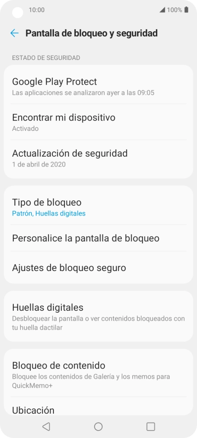 Pulsa Tipo de bloqueo e introduce el código de seguridad extra que has creado anteriormente. Pulsa Tipo de bloqueo e introduce el código de seguridad extra que has creado anteriormente.