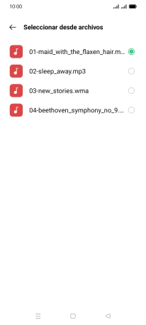 Al encontrar un timbre de llamada de tu gusto, pulsa la tecla de retroceso. Al encontrar un timbre de llamada de tu gusto, pulsa la tecla de retroceso.