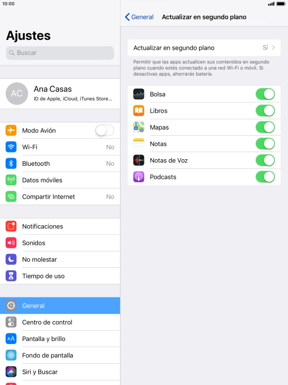 Pulsa Actualizar en segundo plano. Pulsa Actualizar en segundo plano.