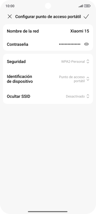 Pulsa Nombre de la red e introduce el nombre deseado de la conexión wifi Pulsa Nombre de la red e introduce el nombre deseado de la conexión wifi