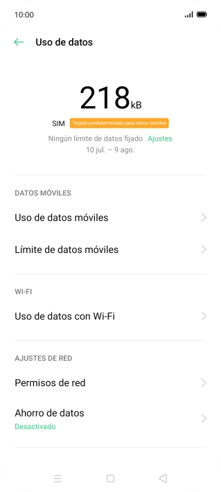 El consumo total de datos se visualiza ahora en la pantalla. El consumo total de datos se visualiza ahora en la pantalla.