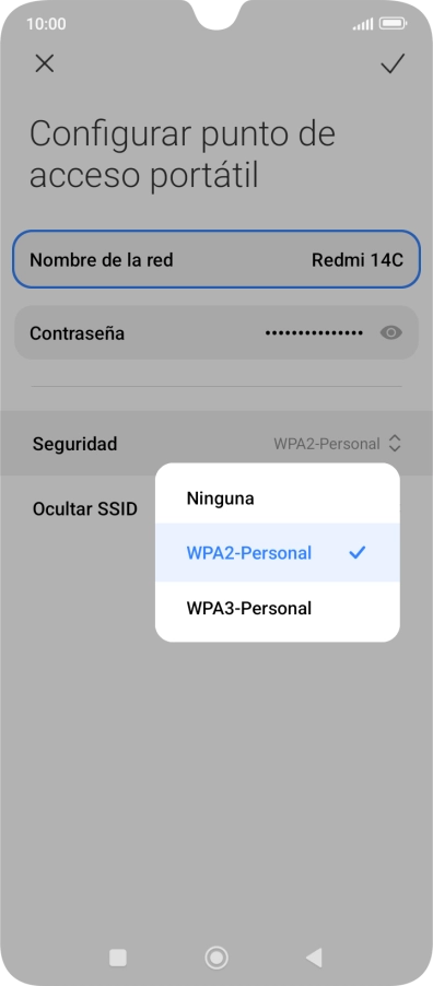 Pulsa WPA3-Personal para proteger la conexión wifi con una contraseña. Pulsa WPA3-Personal para proteger la conexión wifi con una contraseña.