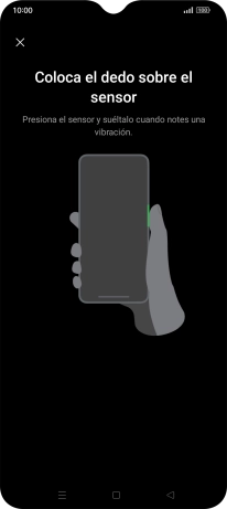 Sigue las indicaciones de la pantalla para crear una huella digital como código de seguridad. Sigue las indicaciones de la pantalla para crear una huella digital como código de seguridad.