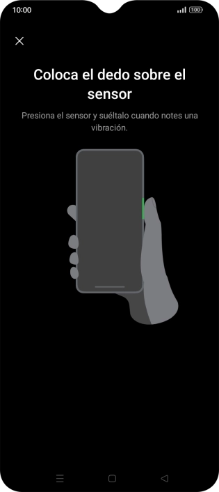 Sigue las indicaciones de la pantalla para crear una huella digital como código de seguridad. Sigue las indicaciones de la pantalla para crear una huella digital como código de seguridad.