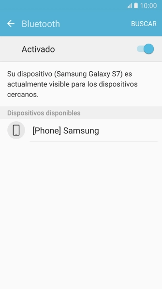 Pulsa el dispositivo Bluetooth deseado y sigue las indicaciones de la pantalla para vincular el dispositivo al teléfono. Pulsa el dispositivo Bluetooth deseado y sigue las indicaciones de la pantalla para vincular el dispositivo al teléfono.