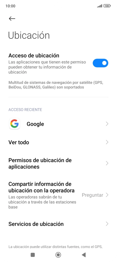 Pulsa Permisos de ubicación de aplicaciones. Pulsa Permisos de ubicación de aplicaciones.
