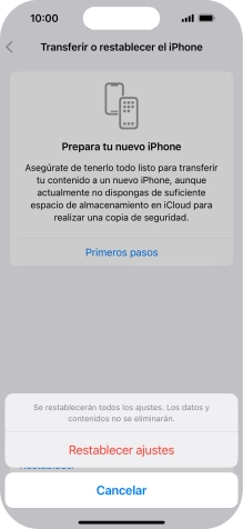 Pulsa Restablecer ajustes. Pulsa Restablecer ajustes.