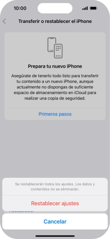 Pulsa Restablecer ajustes. Pulsa Restablecer ajustes.