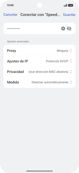 Introduce la contraseña de la red wifi y pulsa Guardar. Introduce la contraseña de la red wifi y pulsa Guardar.