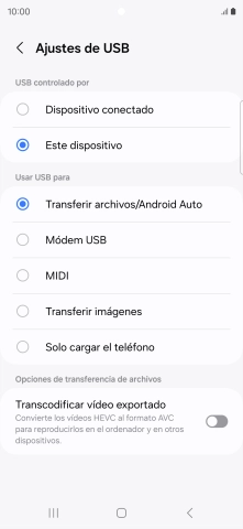 Pulsa Transferir archivos/Android Auto. Pulsa Transferir archivos/Android Auto.