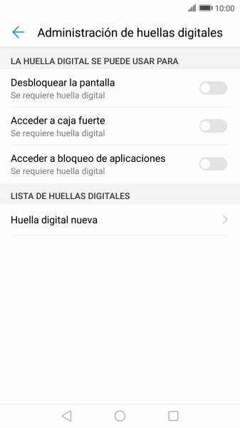 Pulsa Huella digital nueva. Pulsa Huella digital nueva.