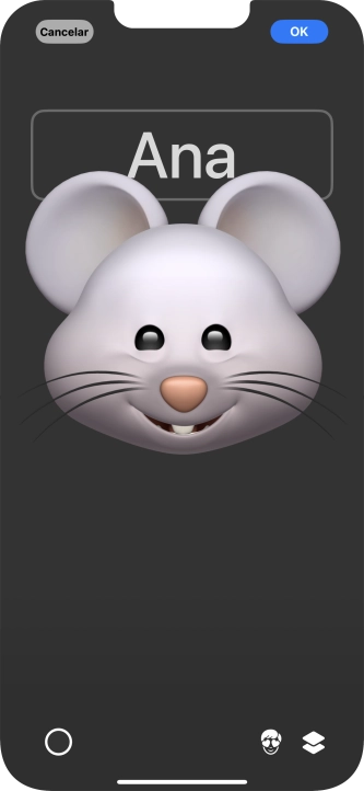 Pulsa en el campo del nombre y sigue las indicaciones de la pantalla para seleccionar el tipo de letra y el color de tu nombre en el póster de contacto. Pulsa en el campo del nombre y sigue las indicaciones de la pantalla para seleccionar el tipo de letra y el color de tu nombre en el póster de contacto.