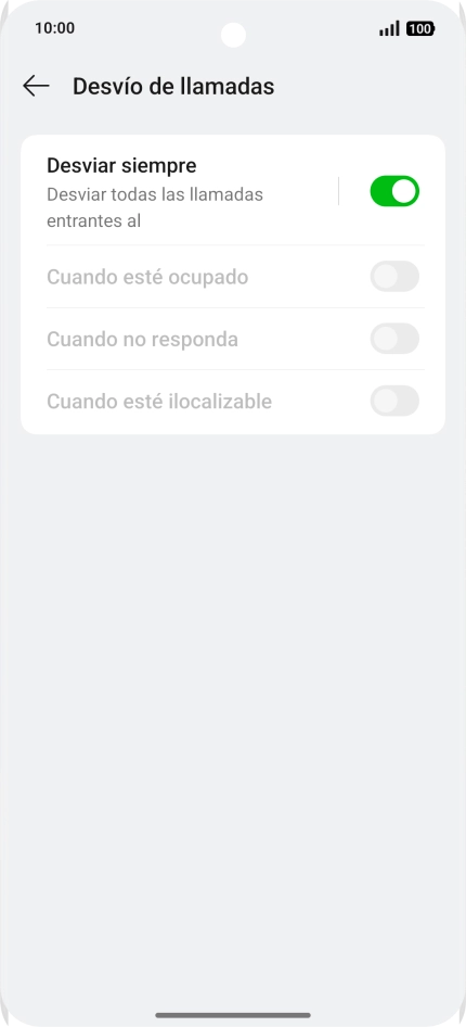 Pulsa el indicador junto al tipo de desvío deseado. Pulsa el indicador junto al tipo de desvío deseado.