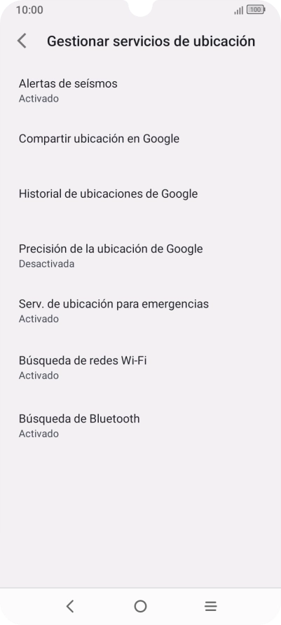 Pulsa Precisión de la ubicación de Google. Pulsa Precisión de la ubicación de Google.