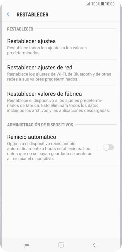 Pulsa Restablecer valores de fábrica. Pulsa Restablecer valores de fábrica.