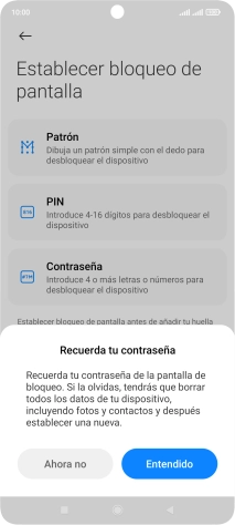 Pulsa Entendido y sigue las indicaciones de la pantalla para crear un código de seguridad del teléfono adicional. Pulsa Entendido y sigue las indicaciones de la pantalla para crear un código de seguridad del teléfono adicional.