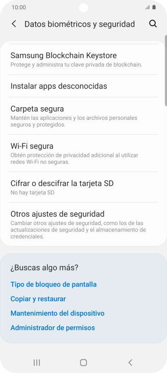 Pulsa Otros ajustes de seguridad. Pulsa Otros ajustes de seguridad.
