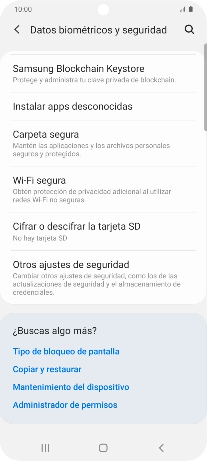 Pulsa Otros ajustes de seguridad. Pulsa Otros ajustes de seguridad.
