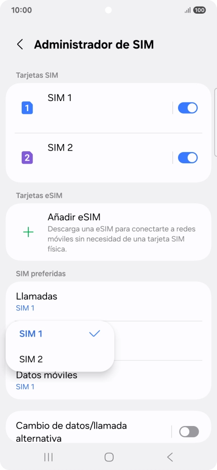 Pulsa la SIM de la línea móvil deseada. Pulsa la SIM de la línea móvil deseada.