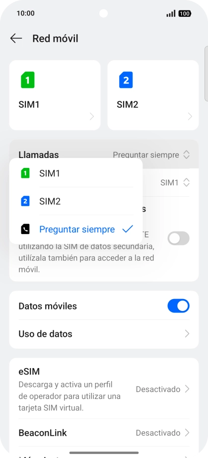 Pulsa el ajuste deseado. Pulsa el ajuste deseado.