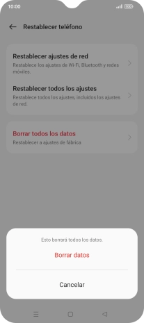 Pulsa Borrar datos. Pulsa Borrar datos.