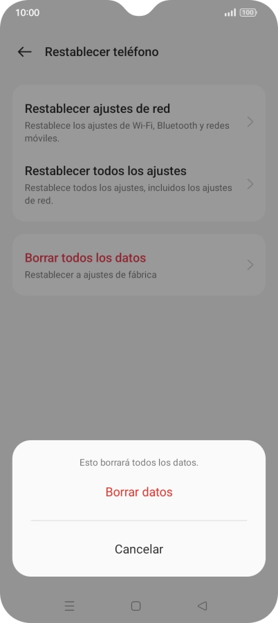 Pulsa Borrar datos. Pulsa Borrar datos.
