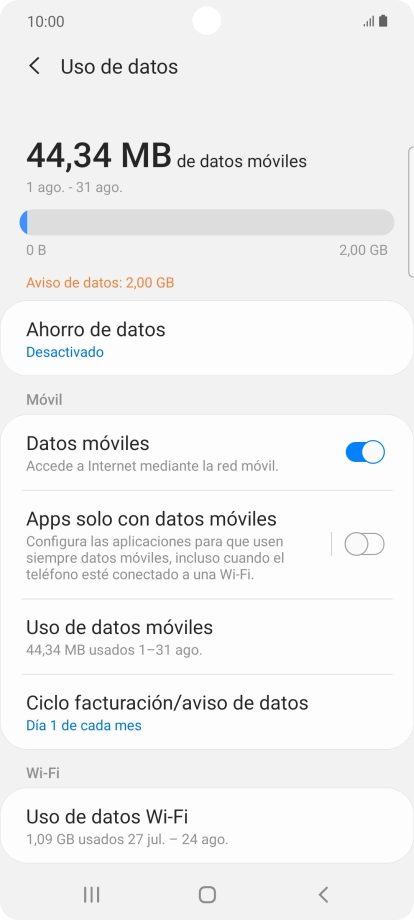 El consumo total de datos se visualiza ahora en la pantalla. El consumo total de datos se visualiza ahora en la pantalla.
