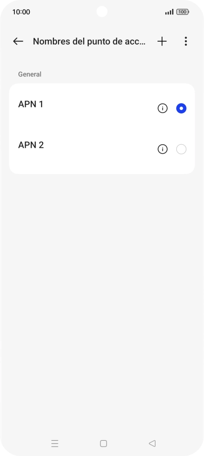 Pulsa en el campo junto a la conexión de datos para activarla. Pulsa en el campo junto a la conexión de datos para activarla.