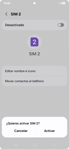 Si deseas desactivar el uso de la línea móvil (SIM), pulsa Activar. Si deseas desactivar el uso de la línea móvil (SIM), pulsa Activar.