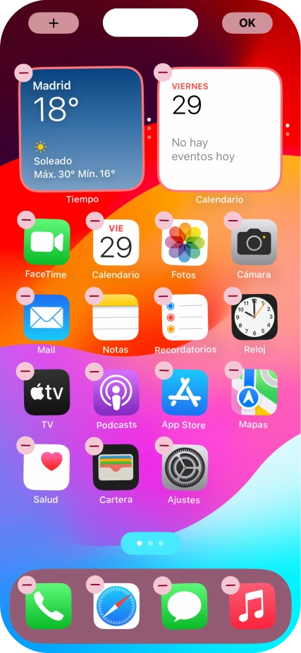 Pulsa el icono de página de pantalla de inicio. Pulsa el icono de página de pantalla de inicio.