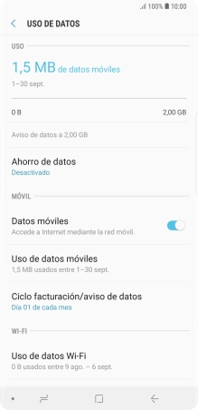 El consumo total de datos se visualiza ahora en la pantalla. El consumo total de datos se visualiza ahora en la pantalla.