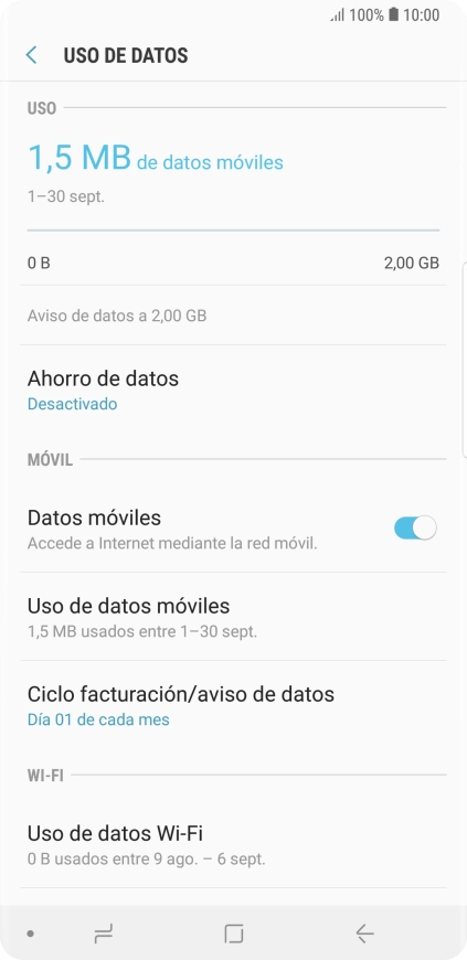 El consumo total de datos se visualiza ahora en la pantalla. El consumo total de datos se visualiza ahora en la pantalla.
