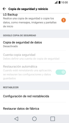 Pulsa Restaurar datos de fábrica. Pulsa Restaurar datos de fábrica.