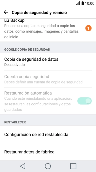 Pulsa Restaurar datos de fábrica. Pulsa Restaurar datos de fábrica.