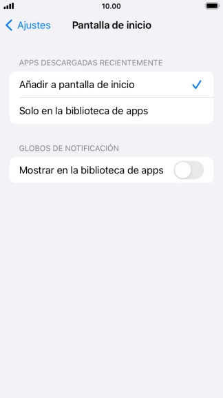 Para añadir nuevas apps descargadas a la pantalla de inicio y a la biblioteca de apps, pulsa Añadir a pantalla de inicio. Para añadir nuevas apps descargadas a la pantalla de inicio y a la biblioteca de apps, pulsa Añadir a pantalla de inicio.
