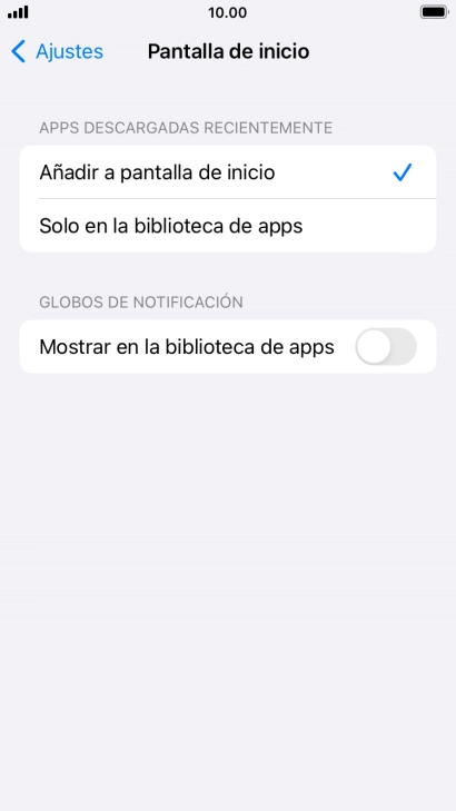 Para añadir nuevas apps descargadas a la pantalla de inicio y a la biblioteca de apps, pulsa Añadir a pantalla de inicio. Para añadir nuevas apps descargadas a la pantalla de inicio y a la biblioteca de apps, pulsa Añadir a pantalla de inicio.