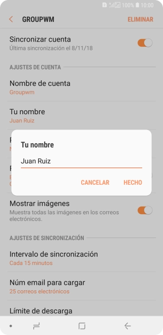Introduce el nombre deseado y pulsa HECHO. Introduce el nombre deseado y pulsa HECHO.