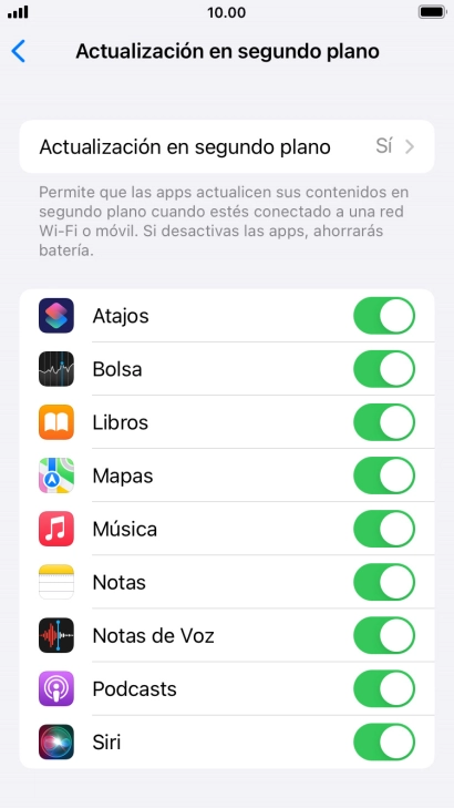 Pulsa Actualización en segundo plano. Pulsa Actualización en segundo plano.