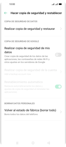 Pulsa Volver al estado de fábrica (borrar todo). Pulsa Volver al estado de fábrica (borrar todo).