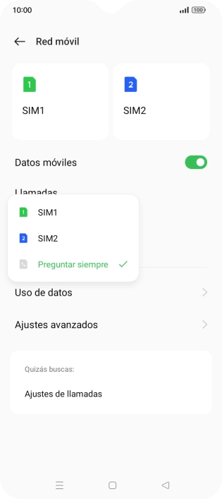 Pulsa el ajuste deseado. Pulsa el ajuste deseado.