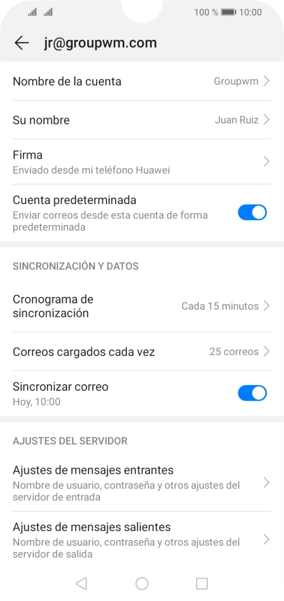 Pulsa Nombre de la cuenta. Pulsa Nombre de la cuenta.