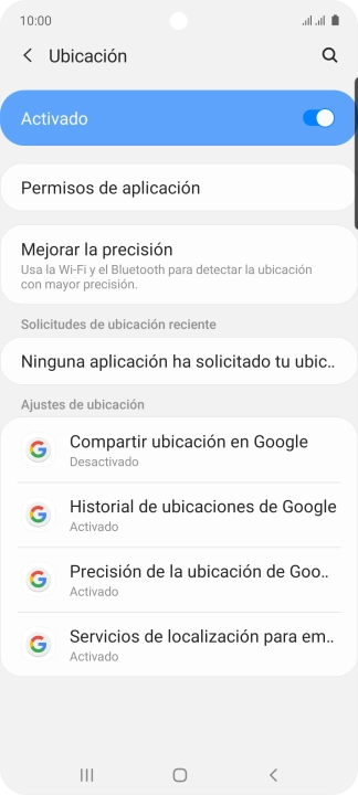 Pulsa Permisos de aplicación. Pulsa Permisos de aplicación.