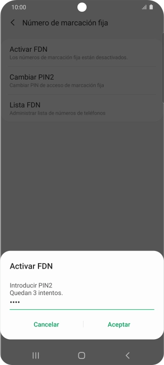 Introduce el código PIN2 y pulsa Aceptar. Introduce el código PIN2 y pulsa Aceptar.